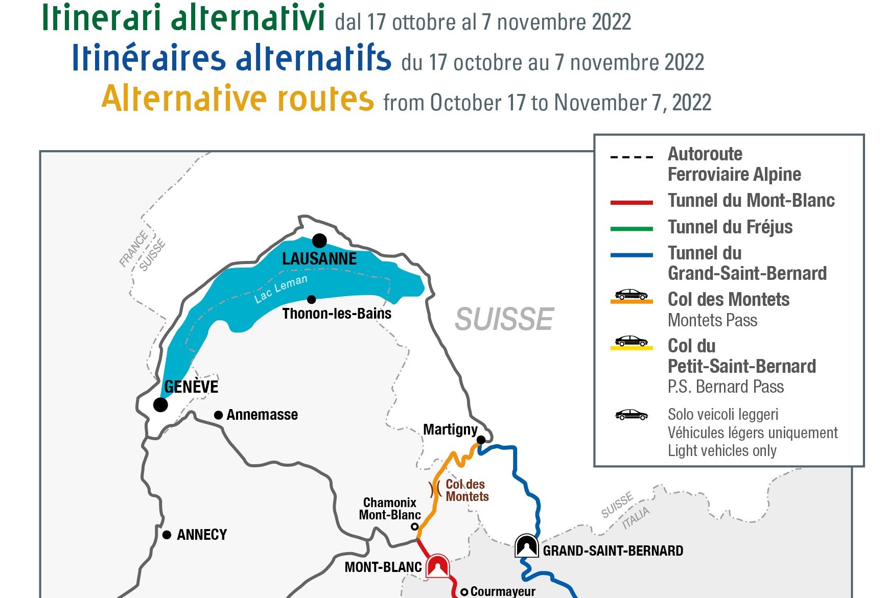 FERMETURE TOTALE DE 21 JOURS CONSÉCUTIFS - Itinéraires alternatifs suggérés du 17 octobre au 7 novembre 2022